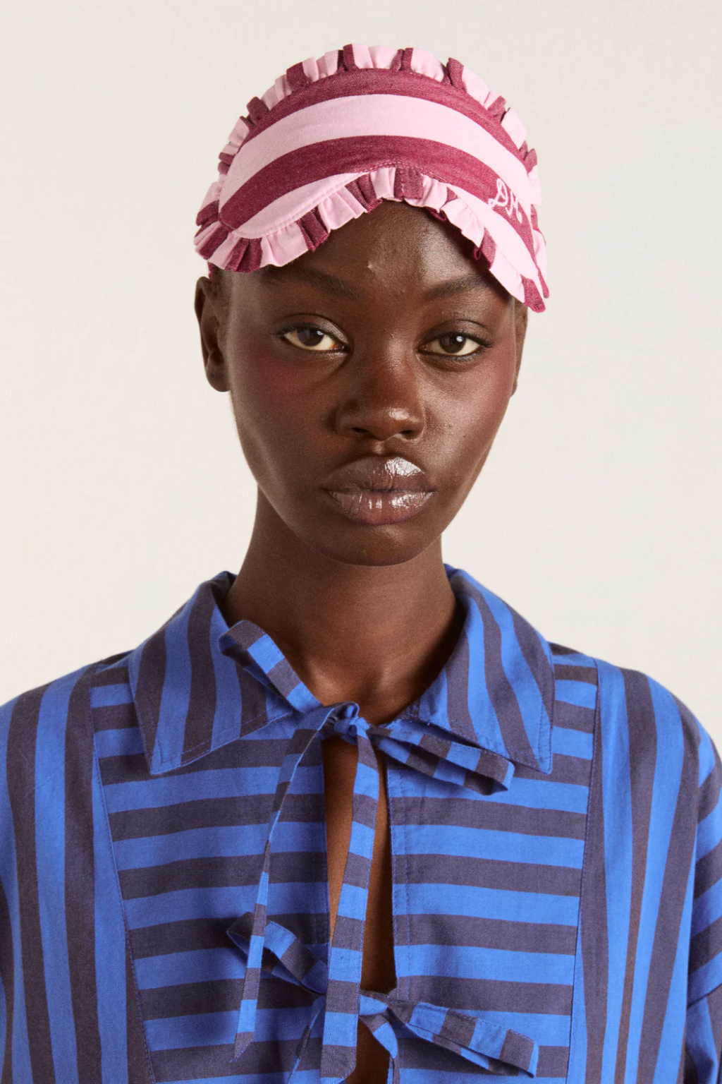 Eye Mask - Burgundy /Pink Stripe