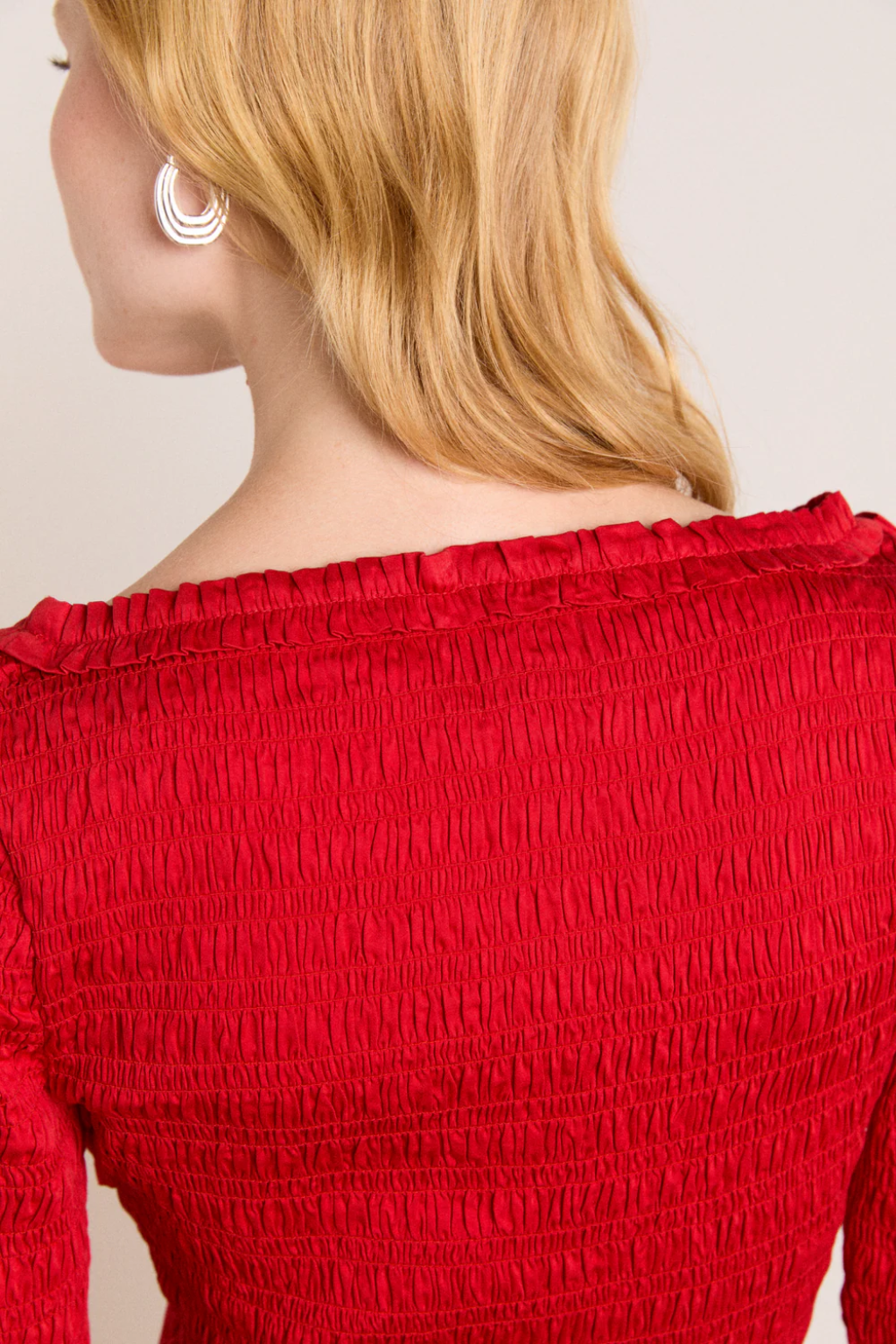 Suri Shirred Blouse - Red