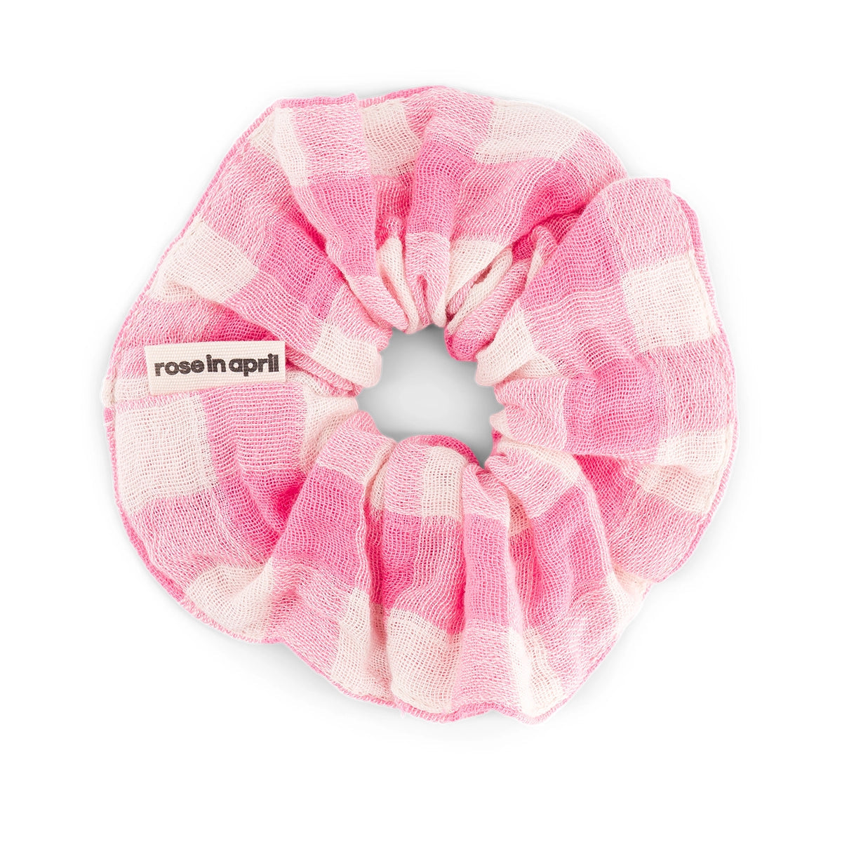Neon Pink Gingham Check Scrunchie