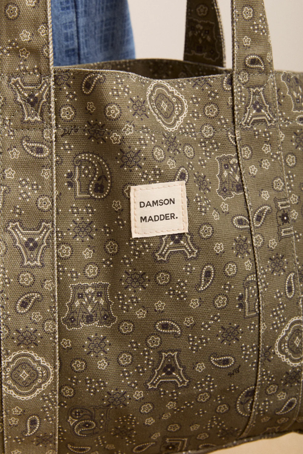 DM Canvas Tote - Olive Paisley Print