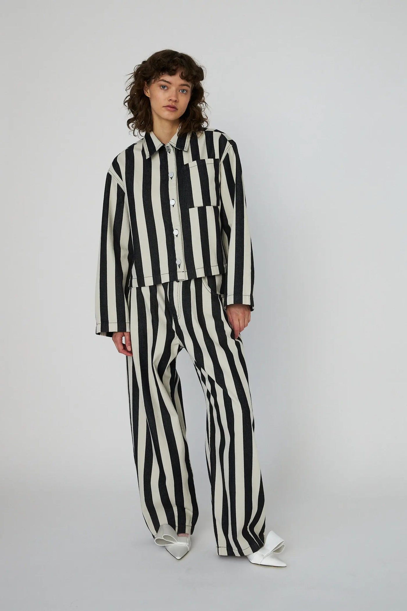 Striped Baggy Low-Waist Pants