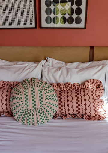 Cotton Cushion Cover - Pink Ruffle