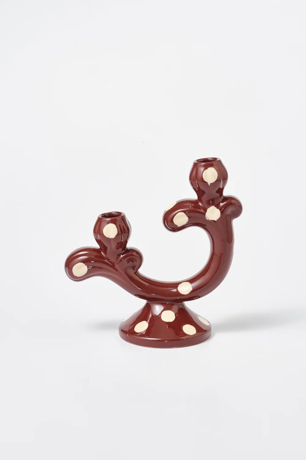 Hand Painted Burgundy Butter Yellow Candelabra