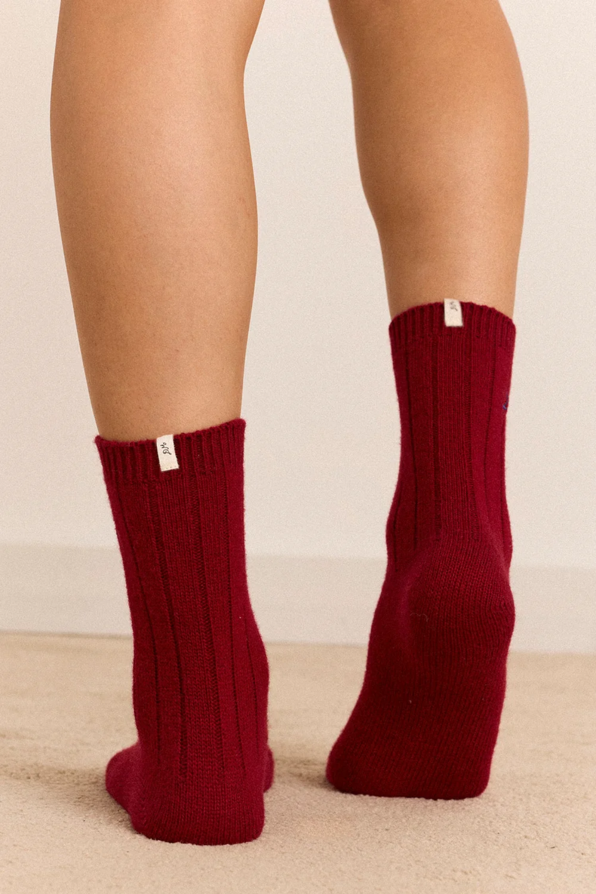 Ribbed Cosy Socks In Burgandy
