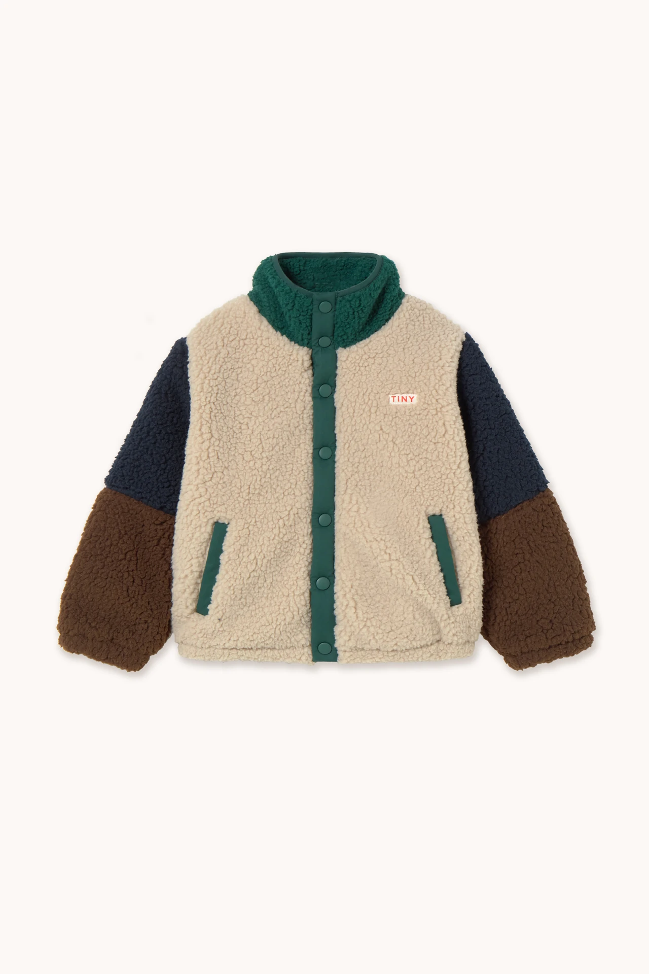 Colour Block Polar Sherpa Jacket - Dark Green