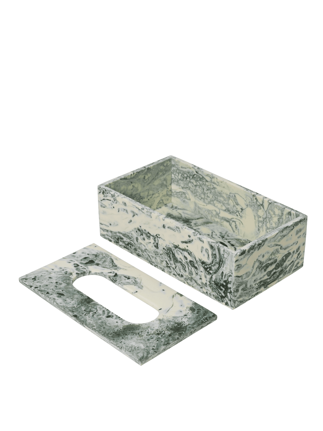Mist Tissue Box - Emerald Off-White