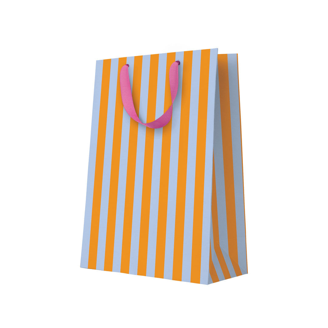 Large Gift Bag - Orange and Blue Stripe