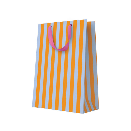 Large Gift Bag - Orange and Blue Stripe
