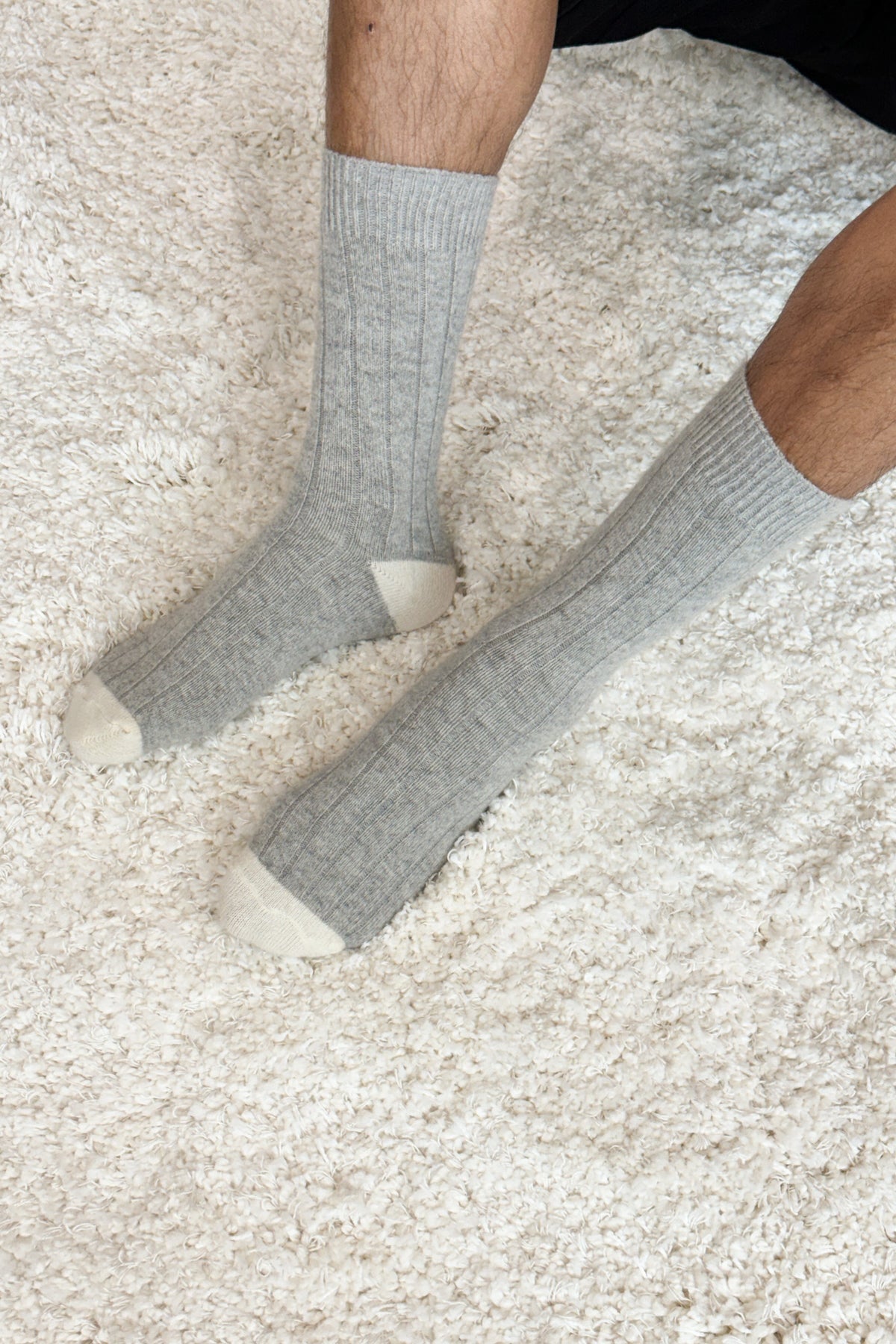 Classic Cashmere Extended Socks - Grey Melange