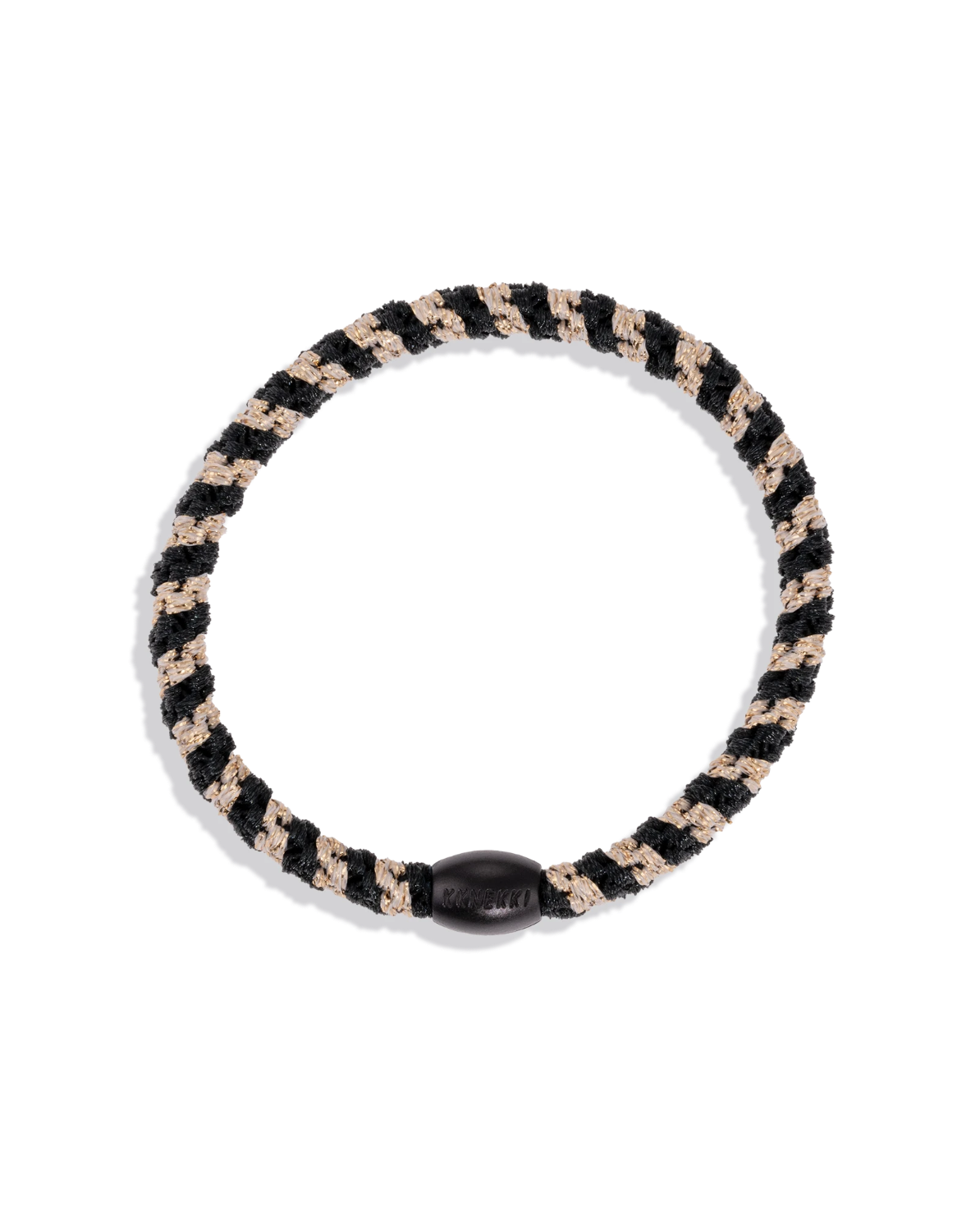 Hair Tie - Slim Black Beige Glitter Stripe