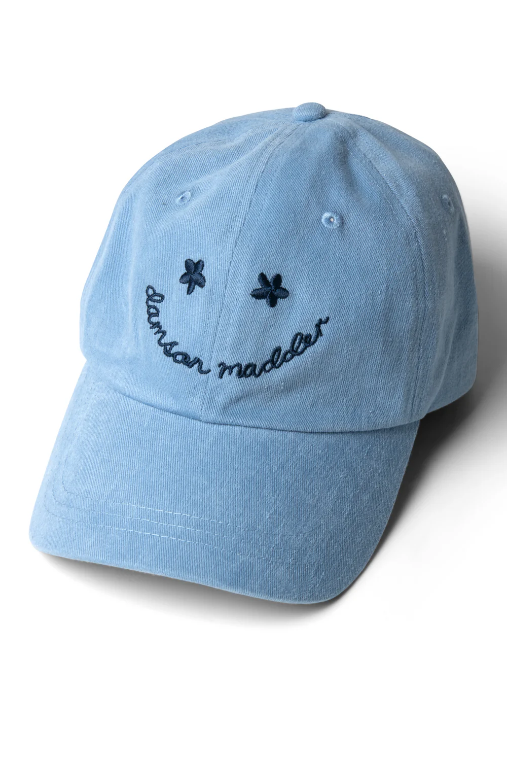 Smiley Washed Cap - Blue With Navy Embroidery