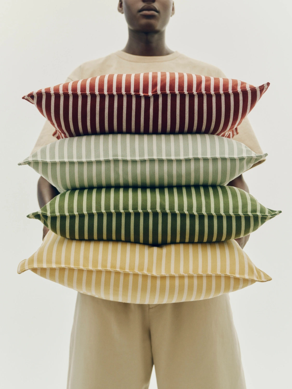 Terrazza Cushion 50x50 - Olive Bold Stripe