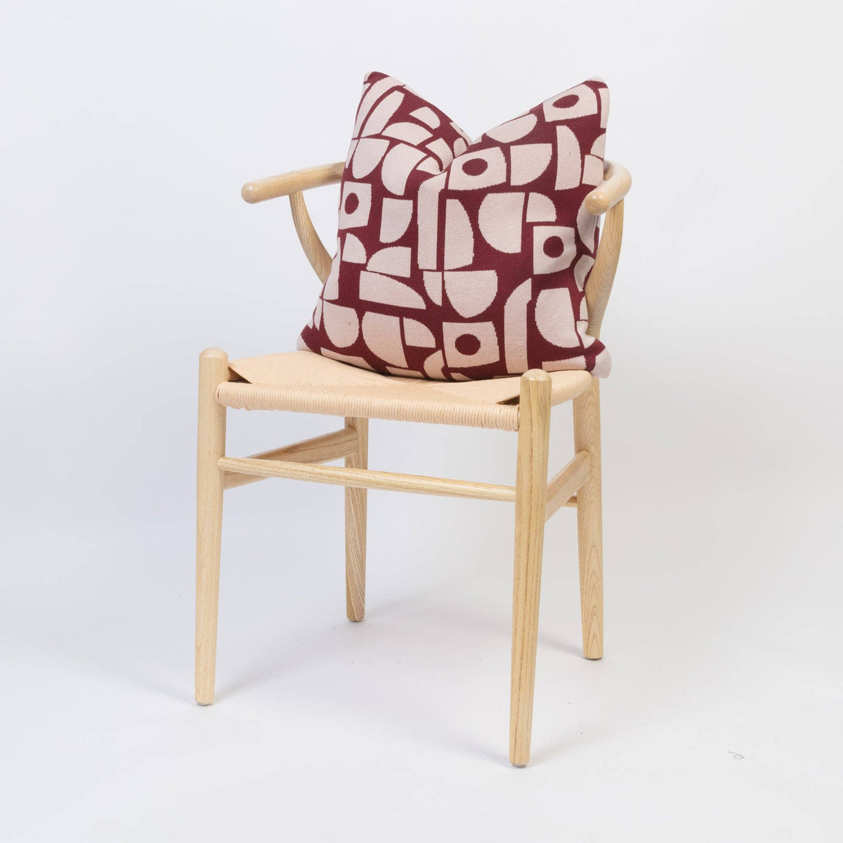 Cotton Knit Throw Pillow/Cushion Cover: Bruten Mini Burgundy