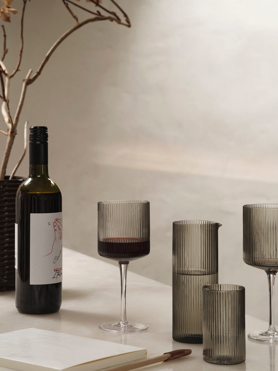 Ripple Red Wine Glasses - Smoked Grey