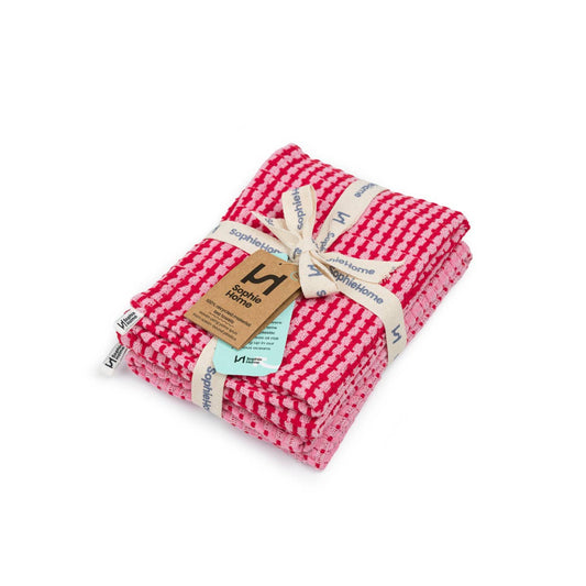 Recycled Materials Tea Towel 2 Pack:  Pink