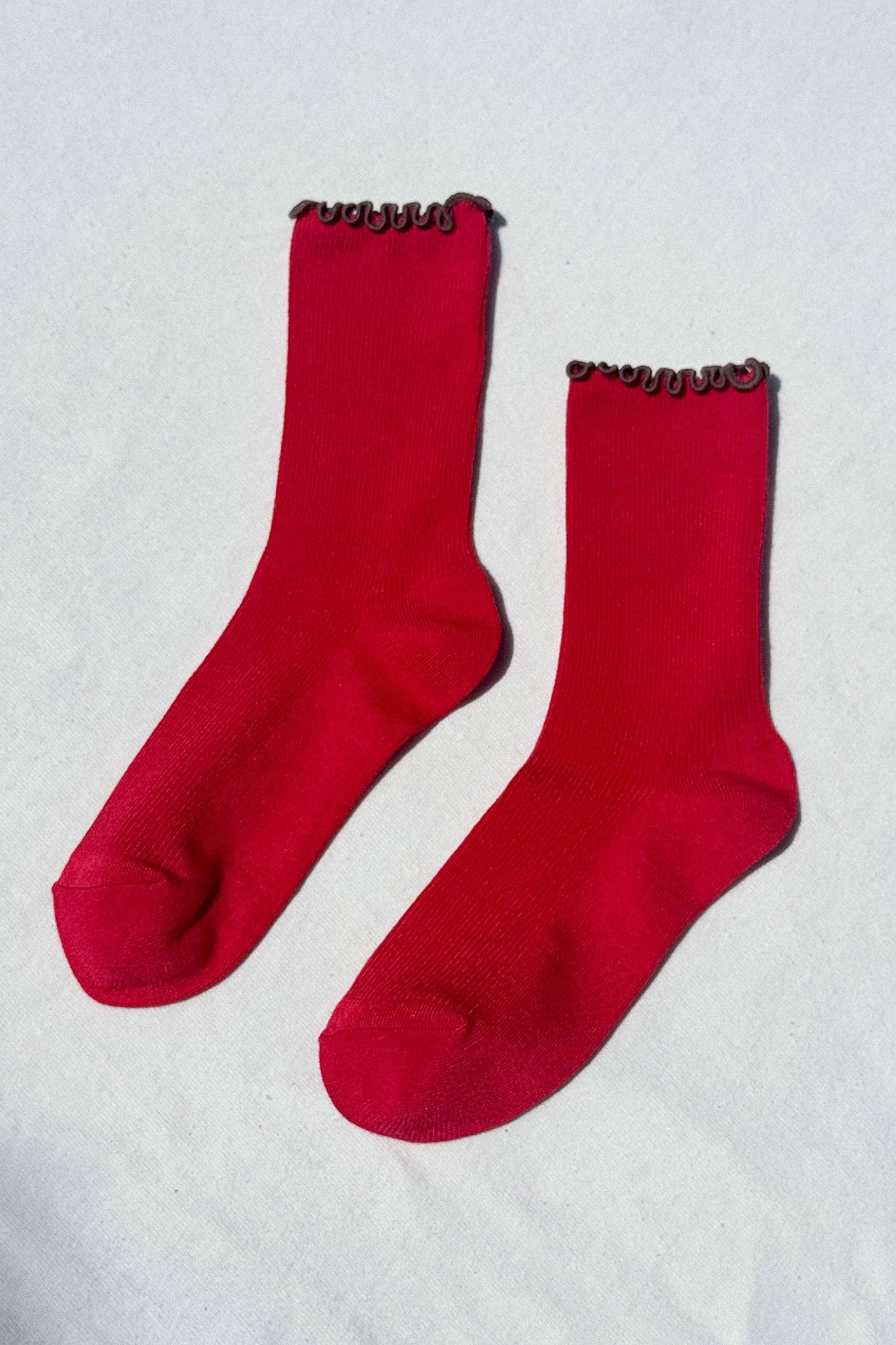 Ruffled Modal Socks - Paprika/Brown