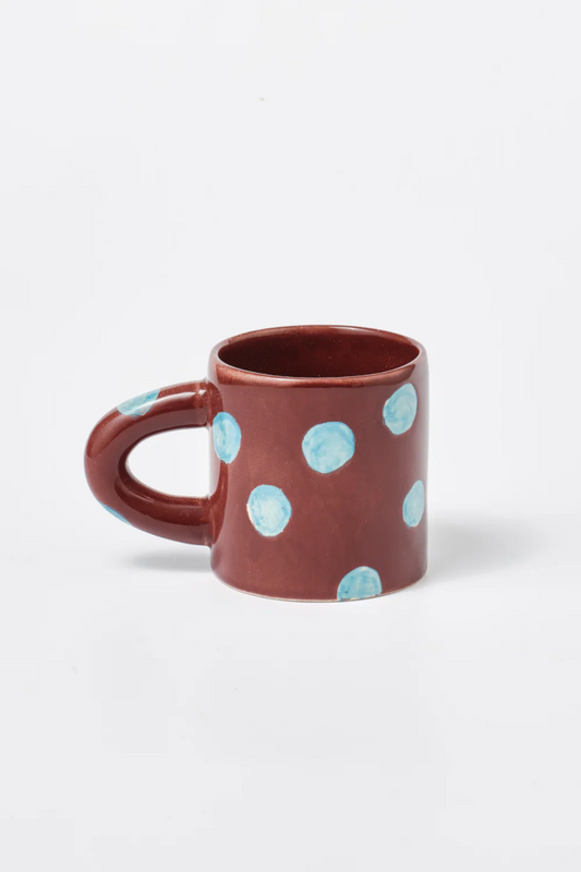 Chubby Mug - Burgundy & Blue Spot