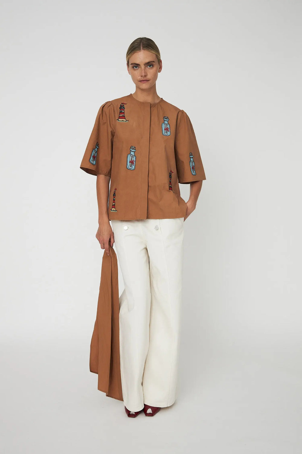 Embroidered Bow Shirt