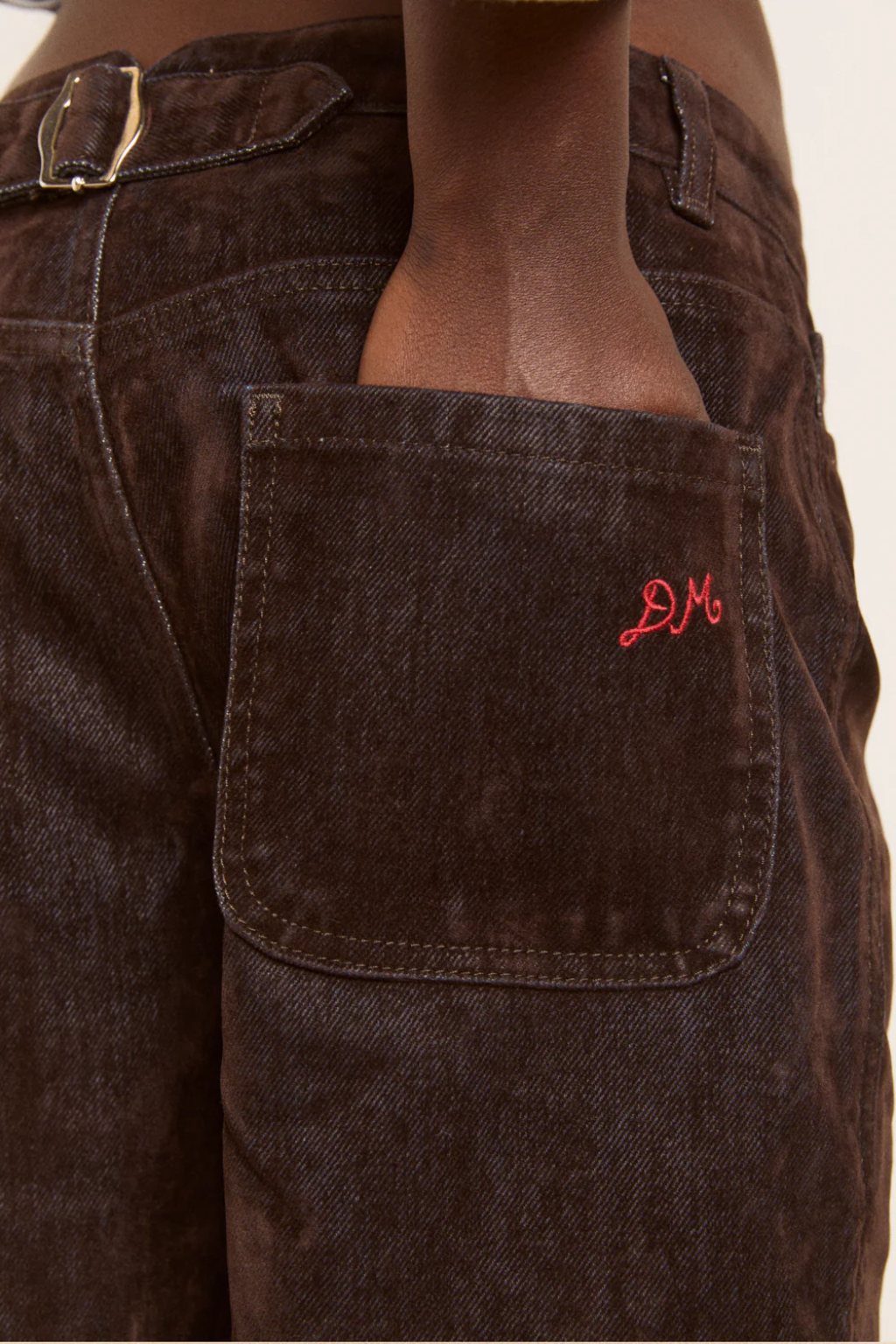 Drew Flocked Denim Jeans - Bitter Chocolate