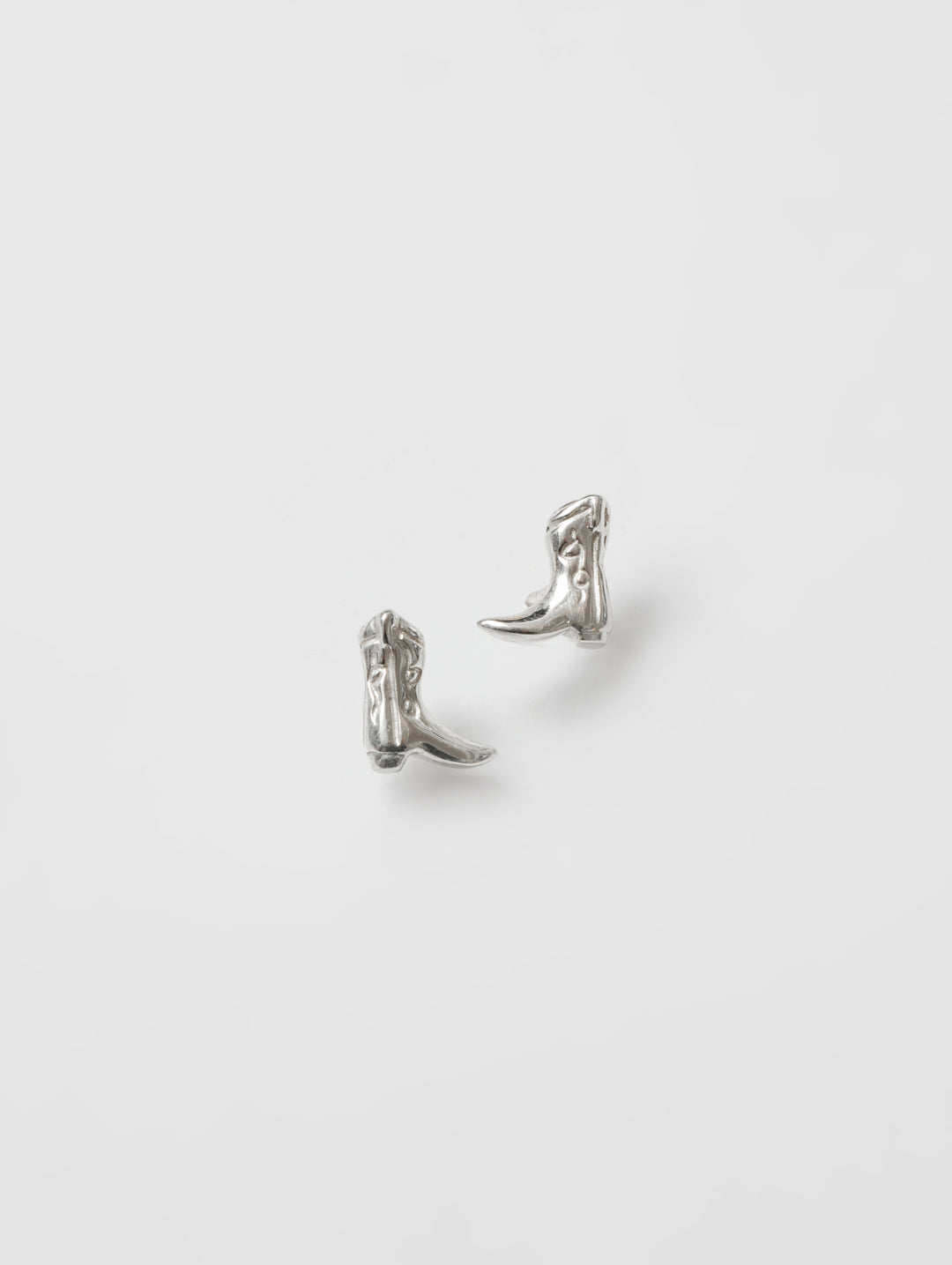 Cowboy Boot Stud Earrings - Silver