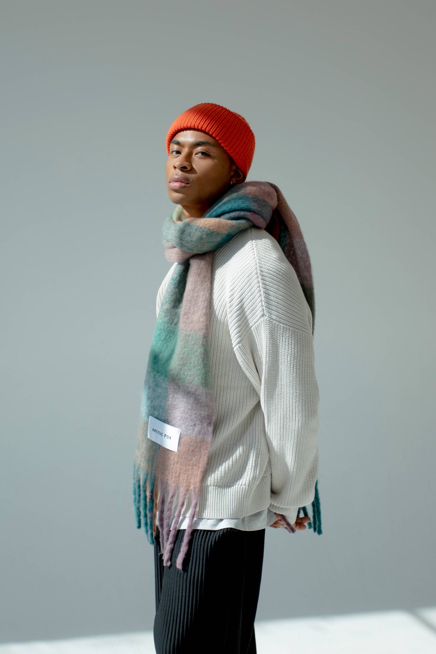 The Reykjavik Scarf - 100% Recycled - Purple Check - AW25
