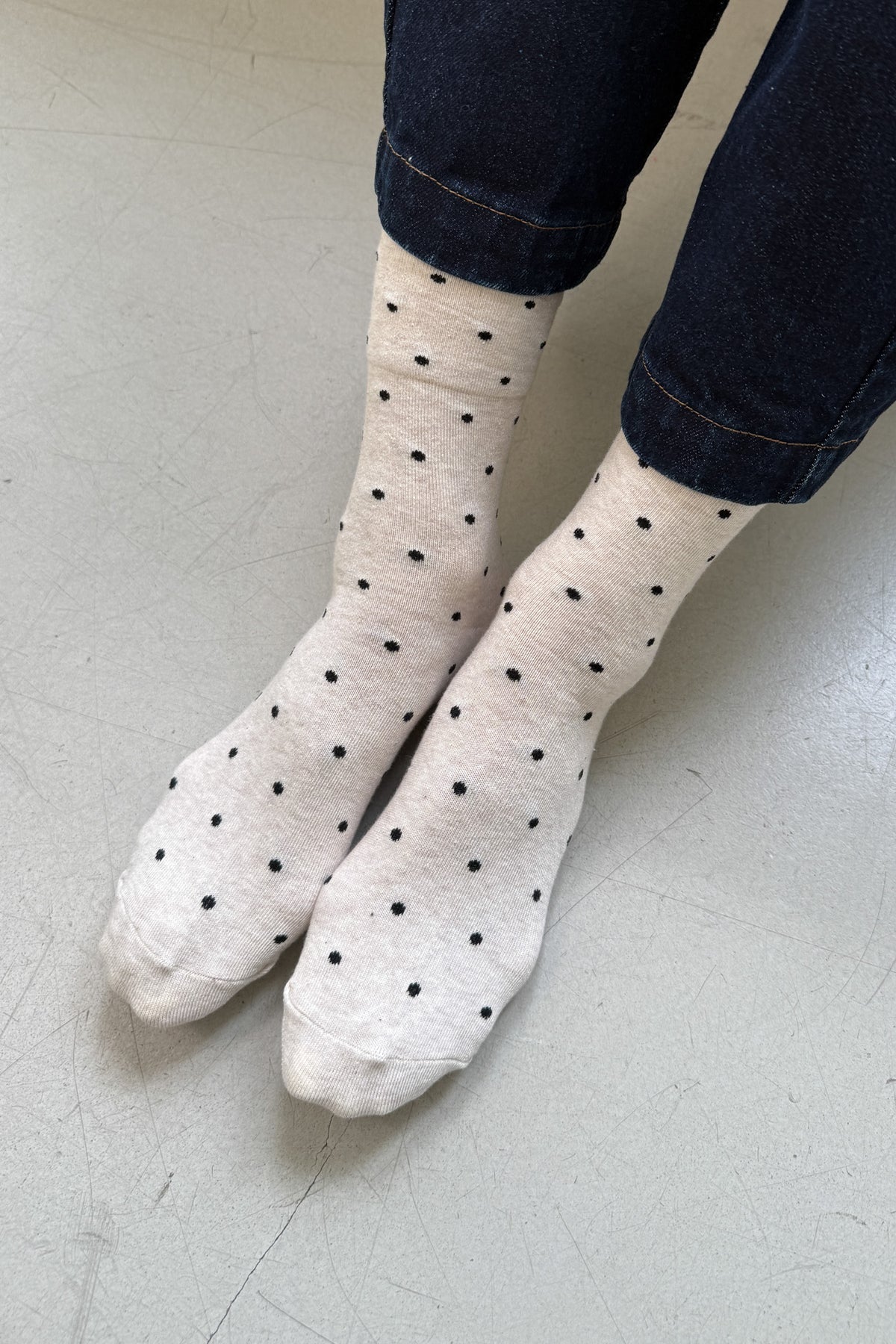 Sneaker Socks - Polka Dot Oatmeal