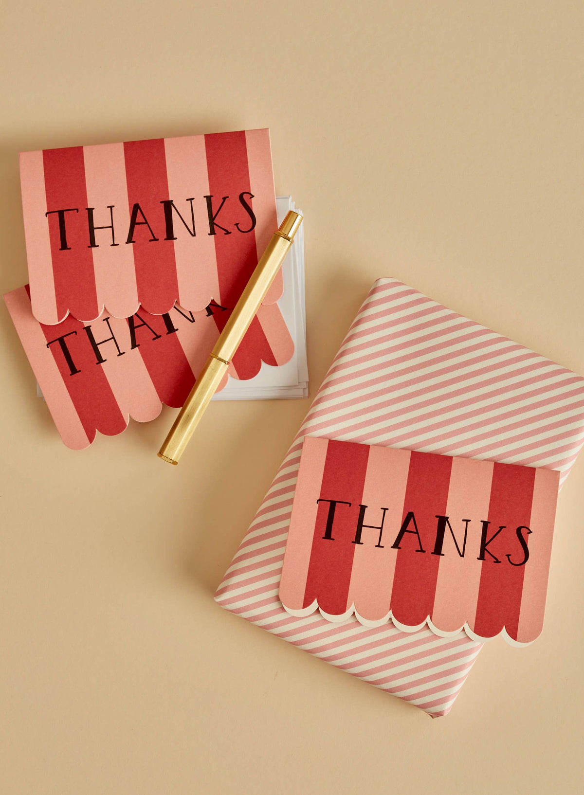 Pack of 5 Scallop cards - Thanks Stripe