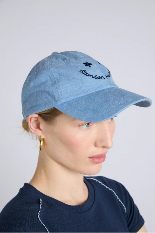 Smiley Washed Cap - Blue With Navy Embroidery