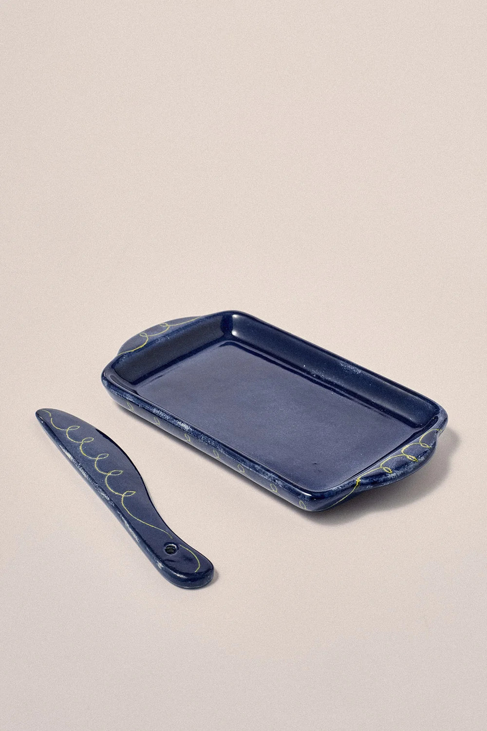 Hand Painted Butter Dish & Knife