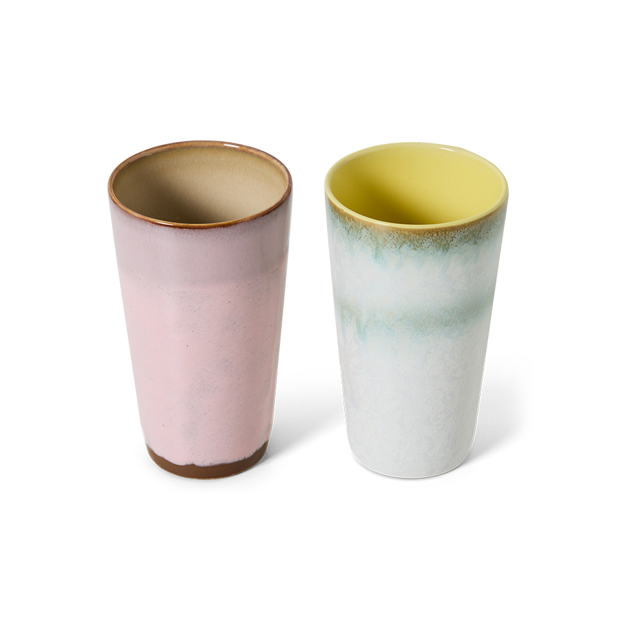 70’s  Ceramics Set Of 2 Latte Mugs - Fresco