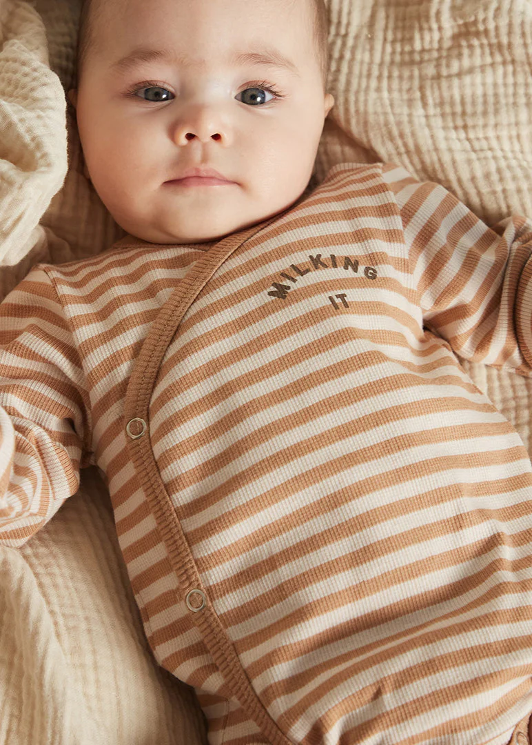Clay Stripe Wrap Bodysuit