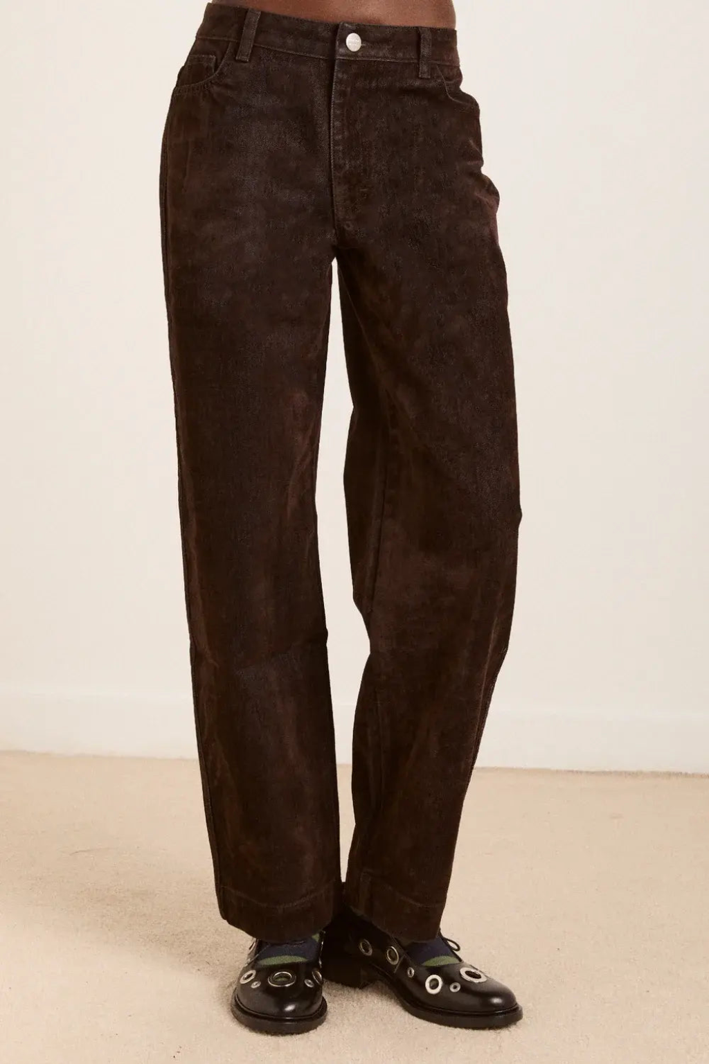 Drew Flocked Denim Jeans - Bitter Chocolate