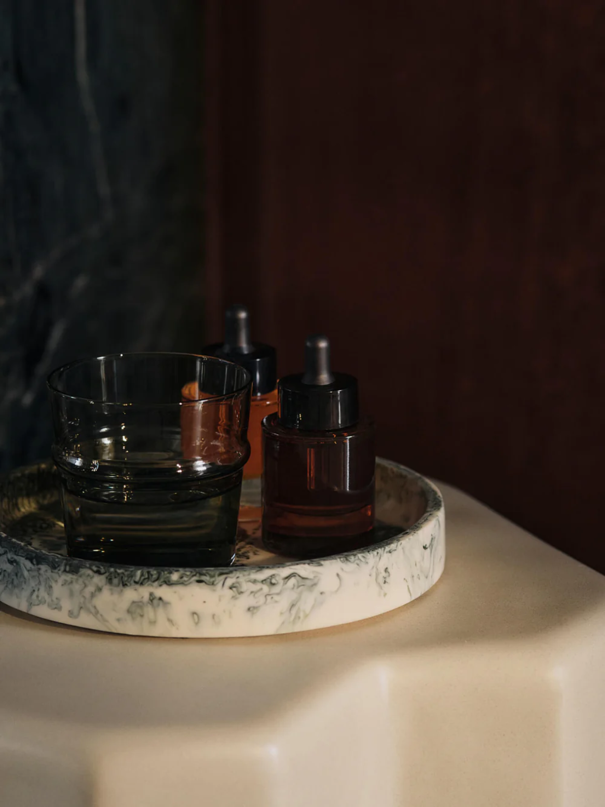 Mist Tray Round 20cm - Emerald Off-White