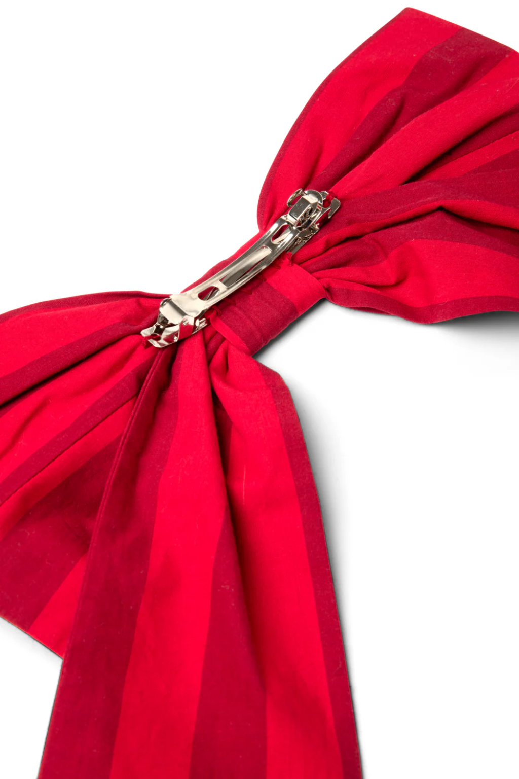 Oversized Bow Clip - Red & Burgundy Stripe