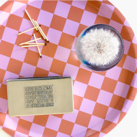 Checker Round Serving Tray - Orange & Pink