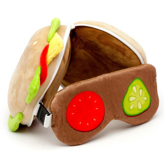 Relaxeazzz Fast Food Burger Plush Travel Pillow & Eye Mask