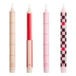 Pattern Candle Set Of 4- Red & Bordeaux