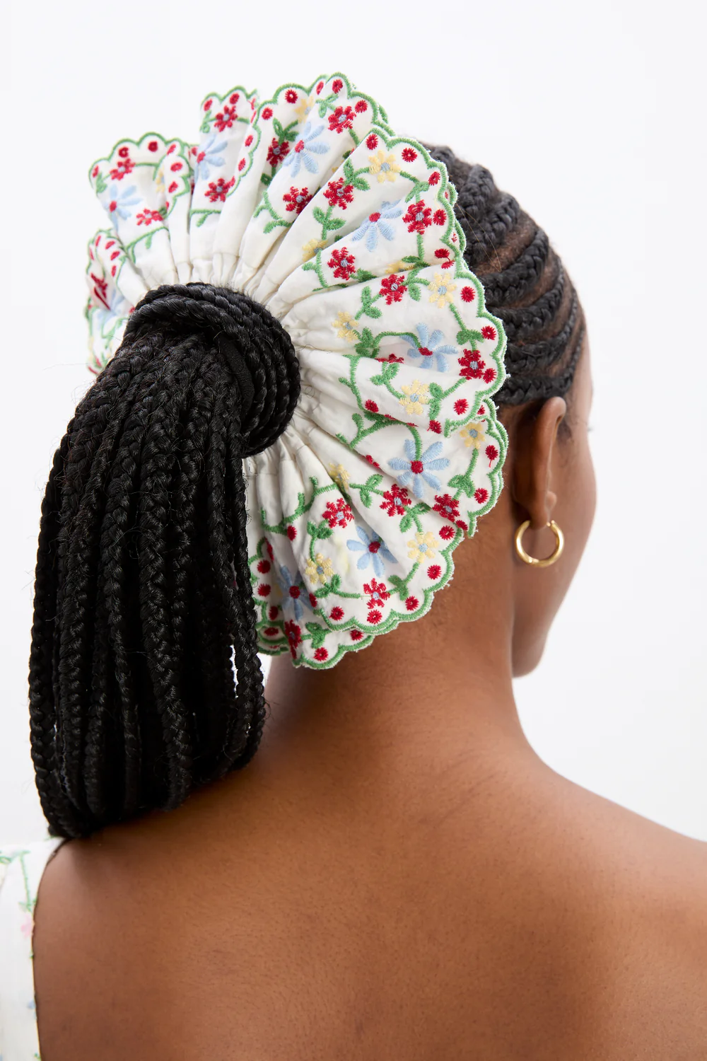 Lulu Embroidered Scrunchie - Rose Embroidery