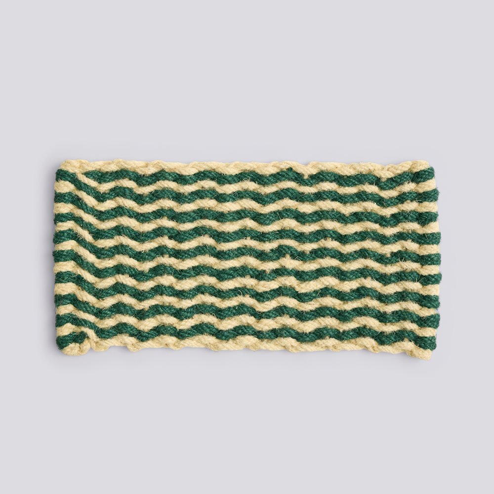 Coco Door Mat - Stripe Wave Dark Green & White