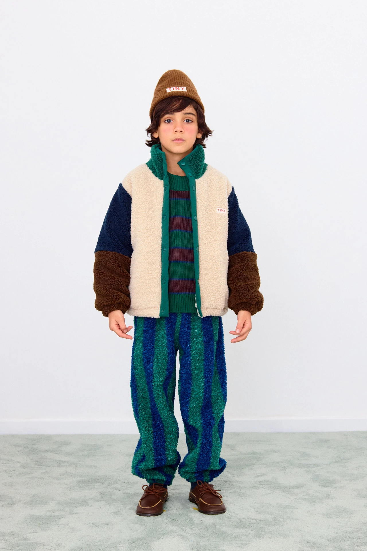 Colour Block Polar Sherpa Jacket - Dark Green