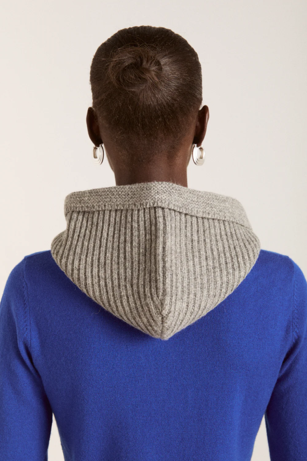 Ribbed Bonnet With Ties - Marl Grey