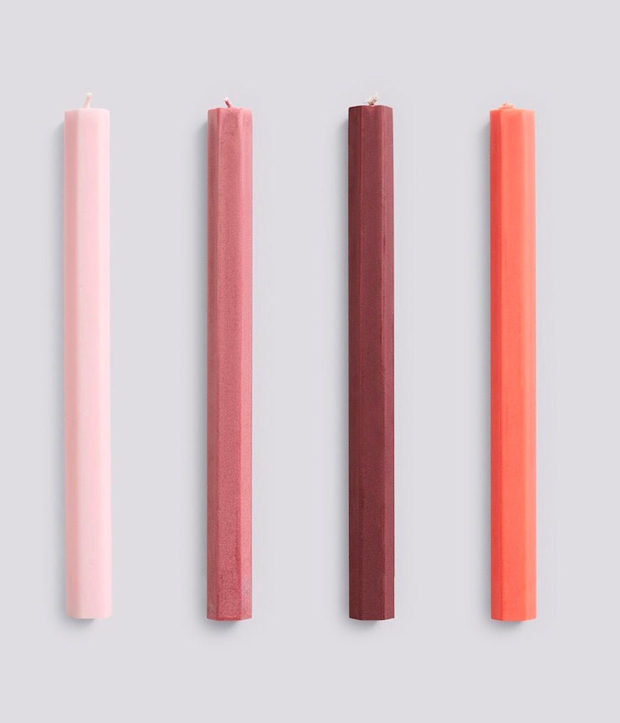 Hexagon Candle Set Of 4 - Berry
