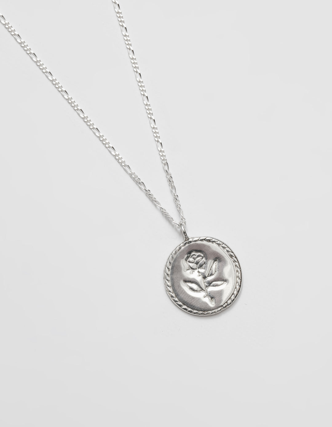 Rose Coin Pendant - Stirling Silver