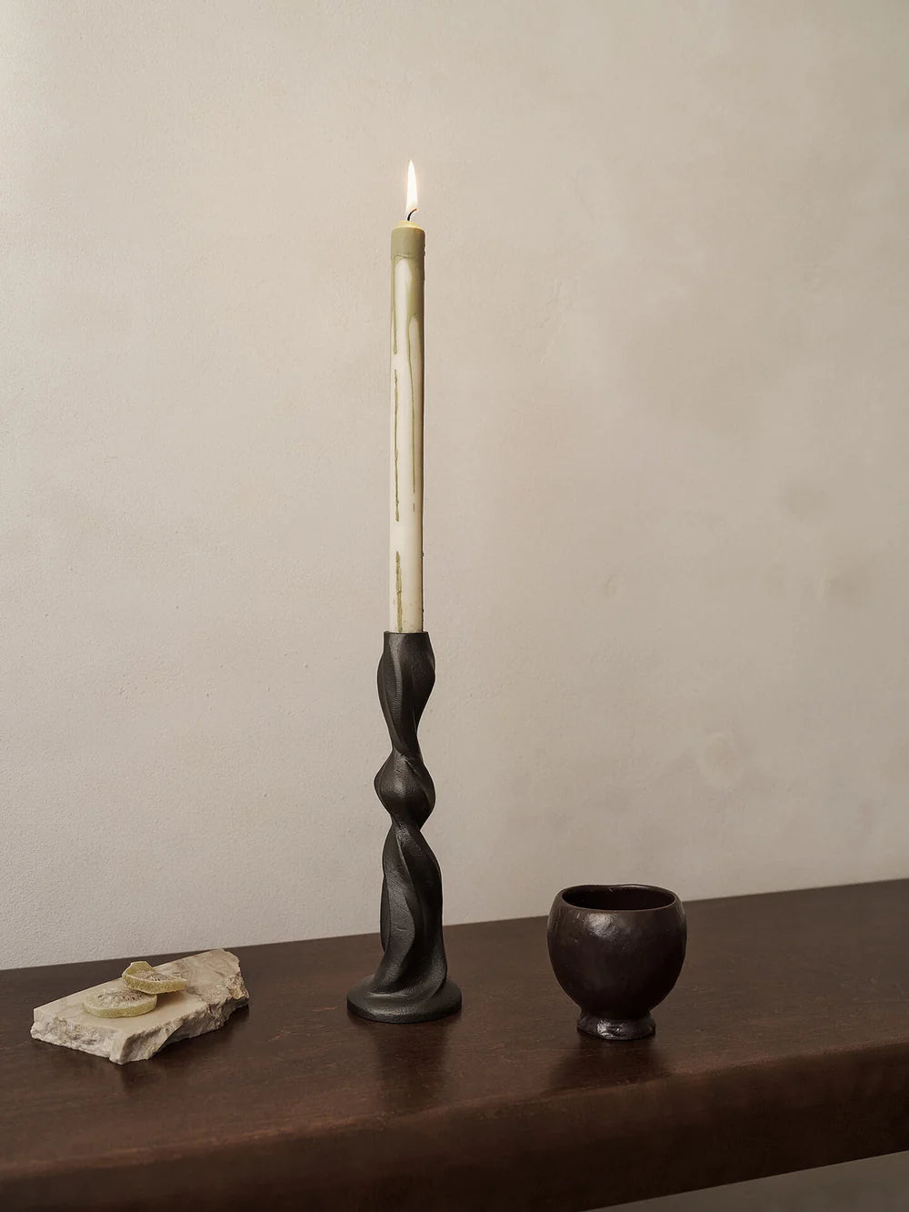 Dryp Candles Set Of 2: Olive Green