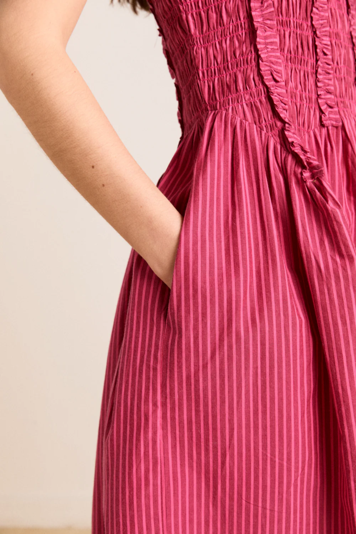 Raphaela Ruffle Midi - Berry Business Stripe