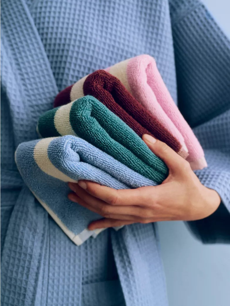 Stripe Cotton Wash Cloth - Dusty Blue