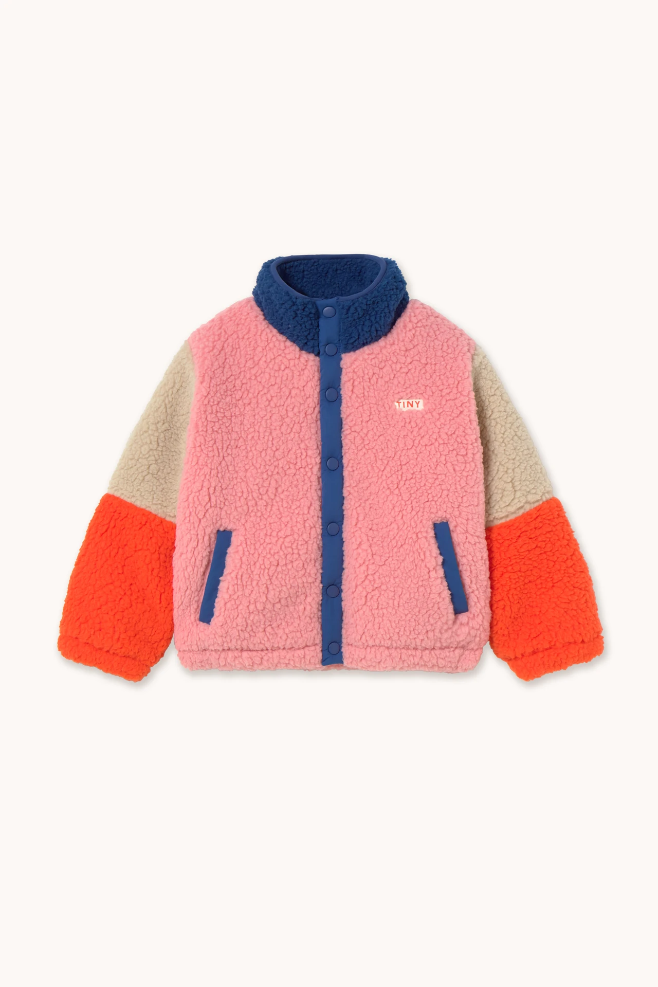 Colour Block Polar Sherpa Jacket - Dark Blue