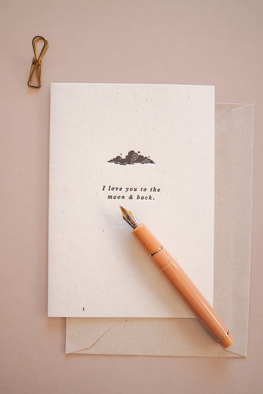 I love you to the moon & back letterpress card