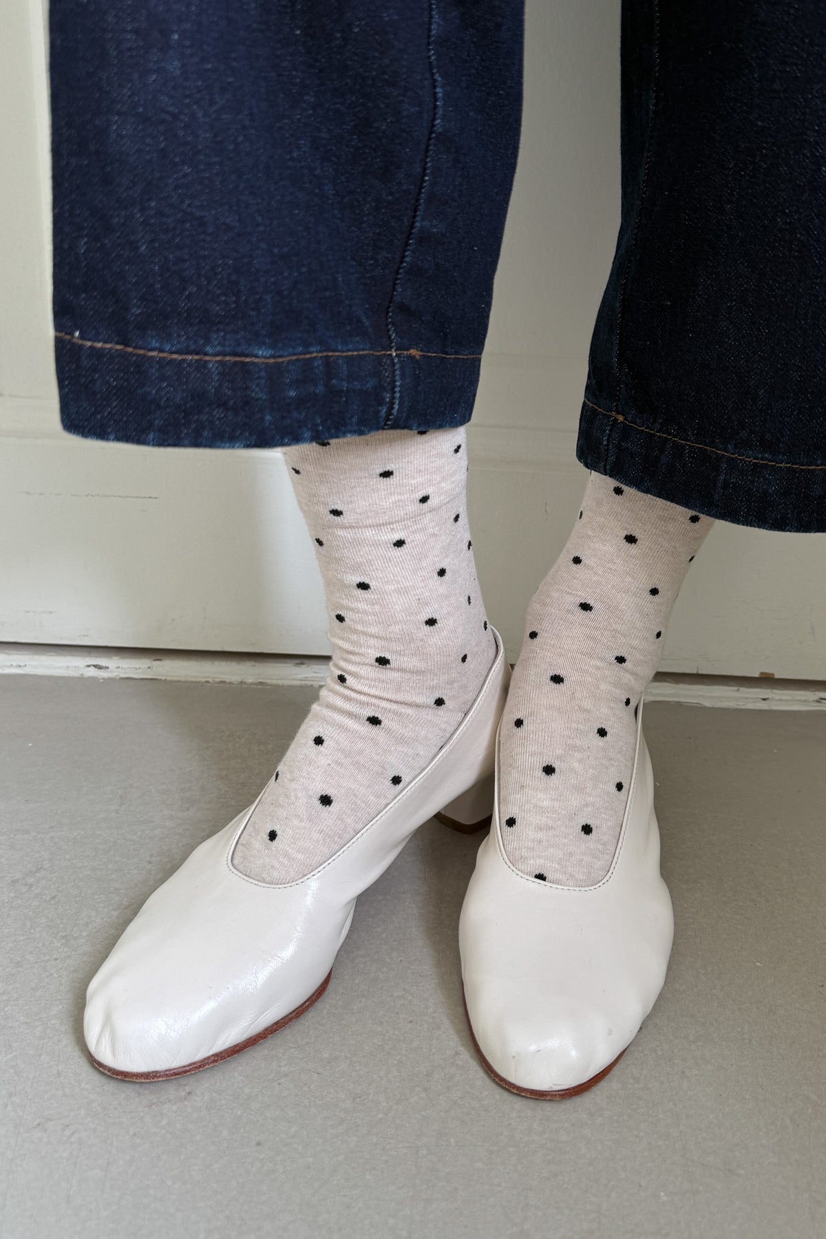 Sneaker Socks - Polka Dot Oatmeal