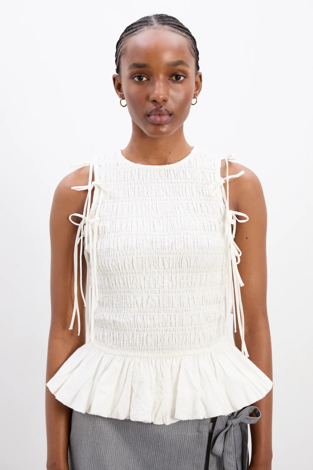 Becca Blouse - White Broidery Sleeves